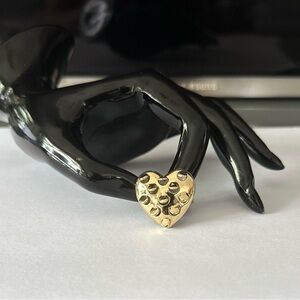 🆕 Alexis Bittar Fashion Gold Tone Heart ❤️ Ring Size 7.5